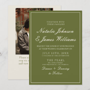 Convites Casamento de Foto Código QR Dinheiro Antigo Verde