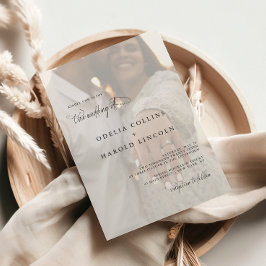 Convites Casamento de Foto com Caligrafia Minimalista Preto