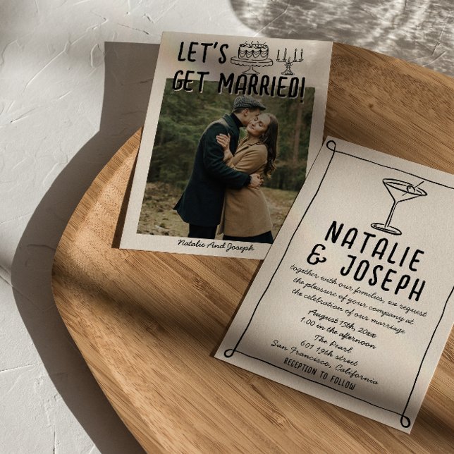 Convites Casamento De Foto Com Cocktail Escrito Desenhado À (Criador carregado)