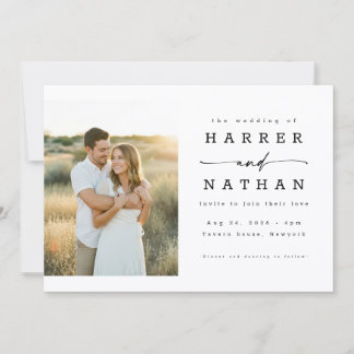 Convites Casamento de Foto com Código QR Boho Minimalista