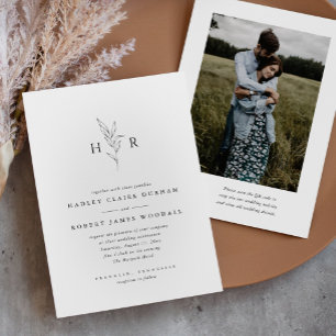 Convites Casamento de Foto com Código QR Botânico Simples M