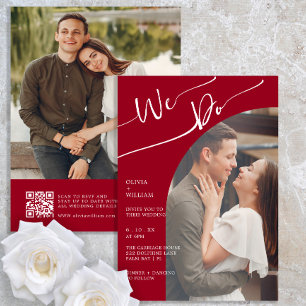 Convites Casamento de Foto com Código QR Dois Manuscrito Mi