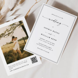 Convites Casamento de Foto com Código QR Minimalista Modern