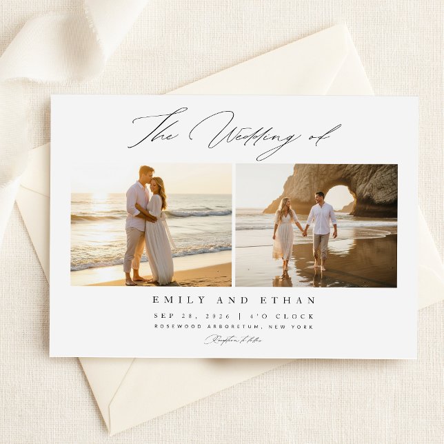 Convites Casamento de Foto com Código QR Simples e Elegante (Criador carregado)