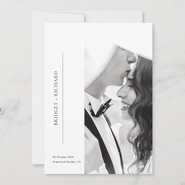 Convites Casamento de Foto com Gravata Preta Romântico (Frente)
