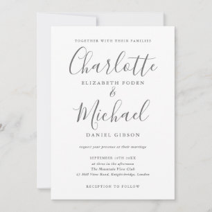 Convites Casamento de Foto com Letra Cinza e Branca