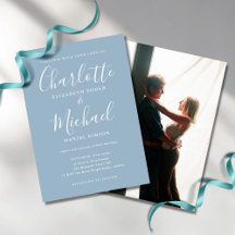 Casamento de Foto com Letra de Assinatura Azul Emp