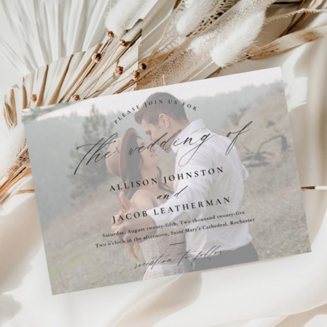 Convites Casamento de Foto com Letra Elegante (Criador carregado)