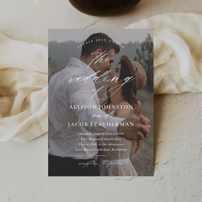 Convites Casamento de Foto com Letra Elegante (Criador carregado)