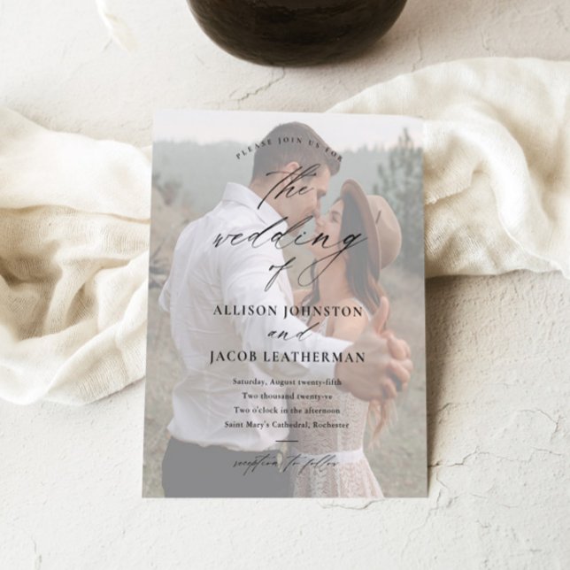 Convites Casamento de Foto com Letra Elegante (Criador carregado)