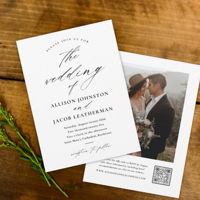 Convites Casamento de Foto com Letra Elegante (Criador carregado)