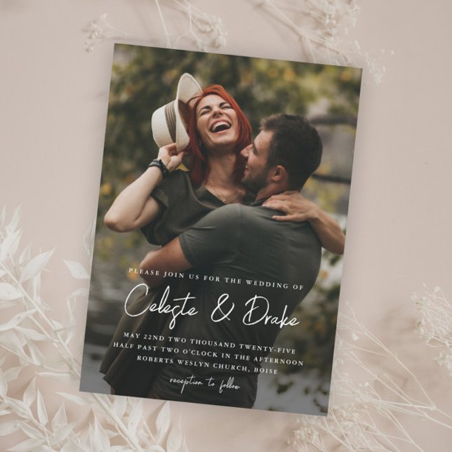 Convites Casamento de Foto com Letra Moderna (Criador carregado)
