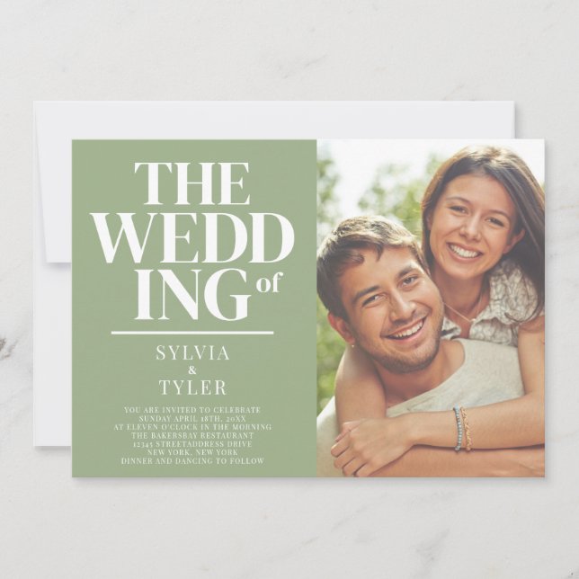 Convites Casamento de Foto com Mensagem de Mensagem Minimal (Frente)