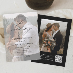 Convites Casamento de Foto com QR Code Elegante