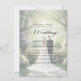Convites Casamento de Foto com Sobreposição Simples Preto e