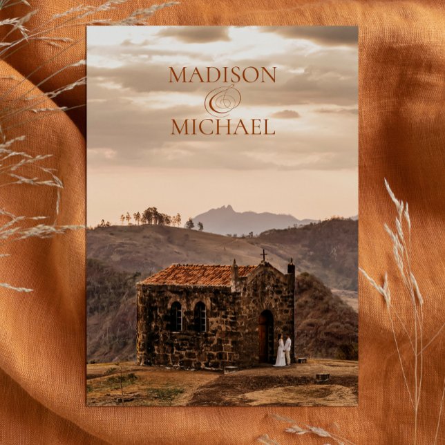 Convites Casamento de Foto Contemporâneo Boho Terracotta (Criador carregado)