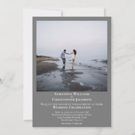 Convites Casamento de Foto da Cinza Moderna Minimalista Sim