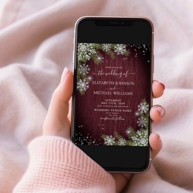 Convites Casamento De Foto Da Madeira De Inverno Rustic Bur (Criador carregado)