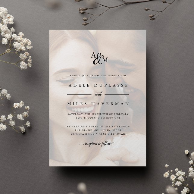 Convites Casamento de Foto de Ampersand Monograma (Classic monogram wedding invitation)