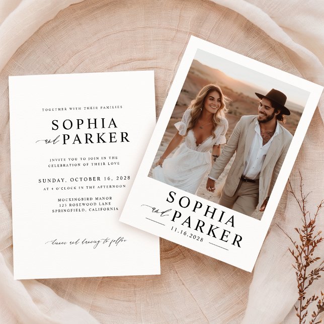 Convites Casamento de Foto de Boho Minimalista (Criador carregado)