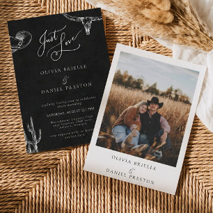Convites Casamento de Foto de Caubói em Quadro de Giz Weste