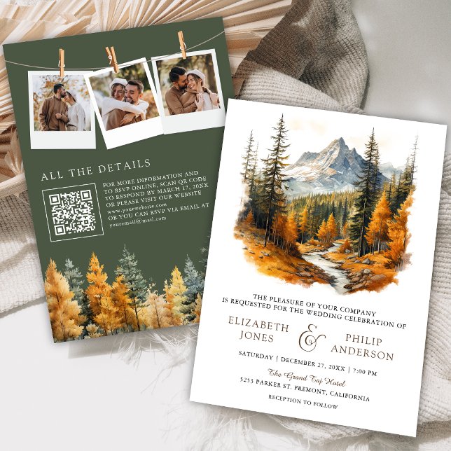 Convites Casamento de Foto de Código QR da Floresta de Mont (Criador carregado)