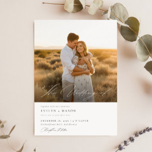 Convites Casamento de Foto de Código QR de Script Elegante 