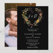 Casamento de Foto de Coração Floral Russo Elegante