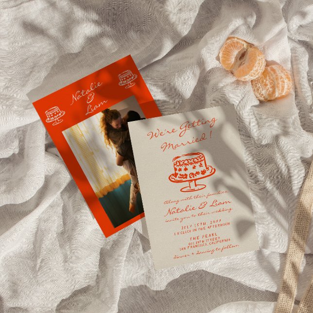 Convites Casamento De Foto De Diversão De Bolo Retrorna De  (Criador carregado)