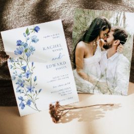 Convites Casamento de Foto de Dusty Blue Wildflower