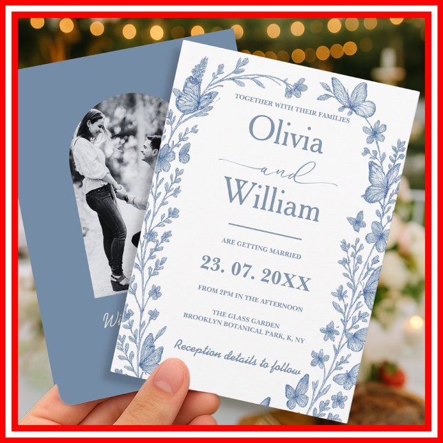 Convites Casamento de Foto de Dusty Blue Wildflower (Criador carregado)