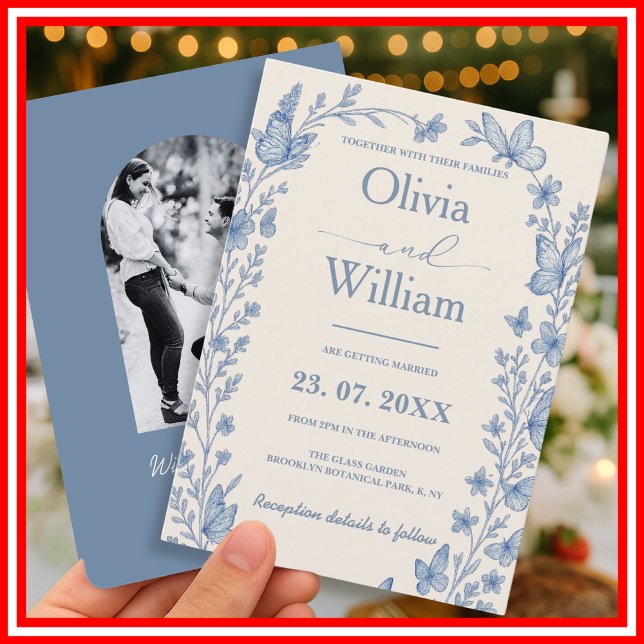 Convites Casamento de Foto de Dusty Blue Wildflower (Criador carregado)