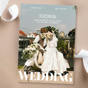 Convites Casamento de foto de filme minimalista retrô vinta