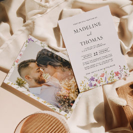 Convites Casamento de Foto de Flor Selvagem Elegante Boho