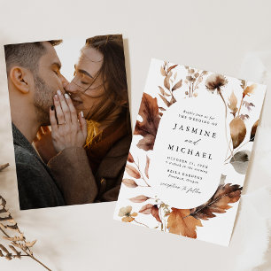 Convites Casamento de Foto de Frame Floral de Oval Rustic A