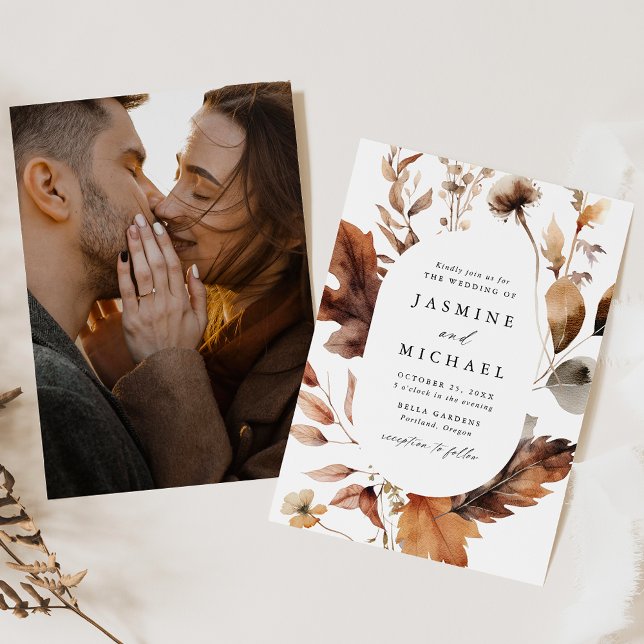 Convites Casamento de Foto de Frame Floral de Oval Rustic A (Criador carregado)