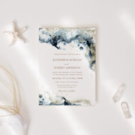 Convites Casamento de Foto de Orçamento Azul de Água