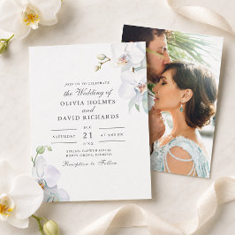 Convites Casamento de Foto de Orquídea Branca Minimalista e