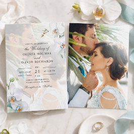 Convites Casamento de Foto de Orquídea Branca Minimalista e