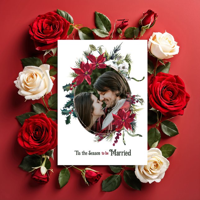 Convites Casamento De Foto De Poinsettia De Natal (Criador carregado)