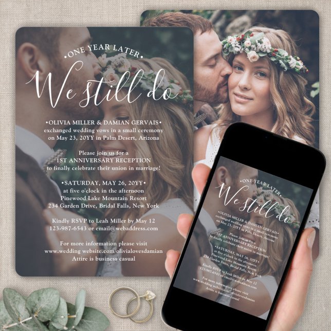 Convites Casamento de Foto de Recepção de Aniversário e Tex (Criador carregado)