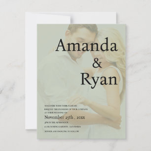 Convites Casamento de Foto de Sage Green Faux Vellum
