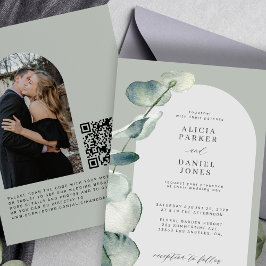 Convites Casamento de FOTO de Sage Verde do CÓDIGO QR