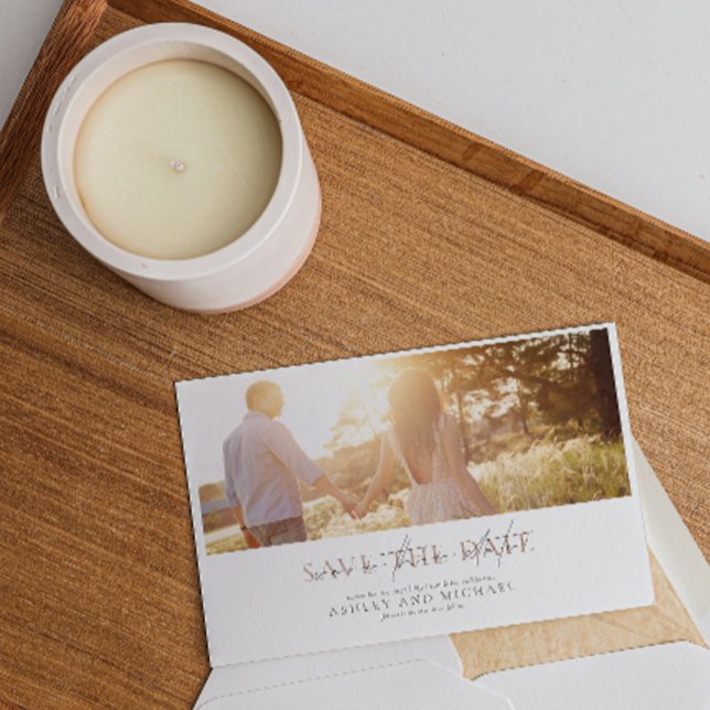 Convites Casamento de Foto de Script Elegante de Código QR  (Save the Date Cards 💌📆)