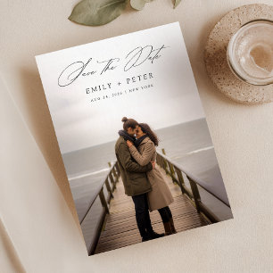 Convites Casamento de Foto de Script Mínimo Moderno Salve A