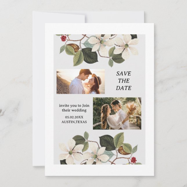 Convites Casamento de Foto de Script Simples salve os cartõ (Frente)