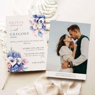 Convites Casamento de Foto de Watercolor Calla Lily & Hydra