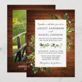 Convites Casamento de Foto de Wood Eucalyptus Greenery