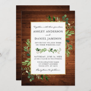 Convites Casamento de Foto de Wood Eucalyptus Greenery
