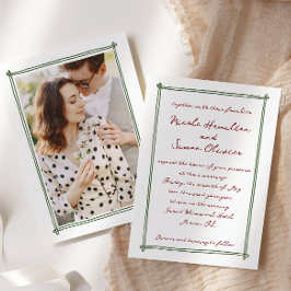 Convites Casamento de Foto Desenhado com Quadro Whimsical
